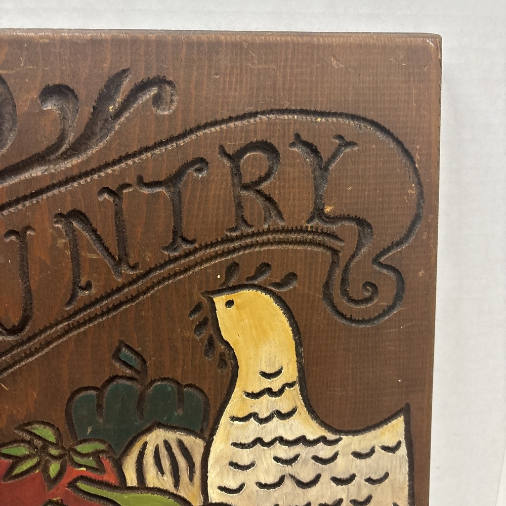 Vintage Country Kitchen Carved Hand Painted Decor Vegetables Mushroom Chicken - Picture 3 of 14